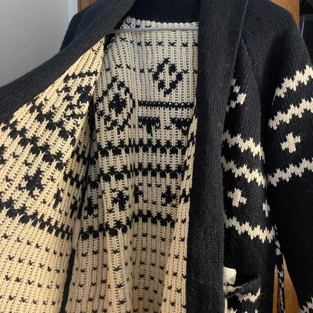 THE GREAT. Black and Cream Patterned Cardigan - Picture 5 of 8